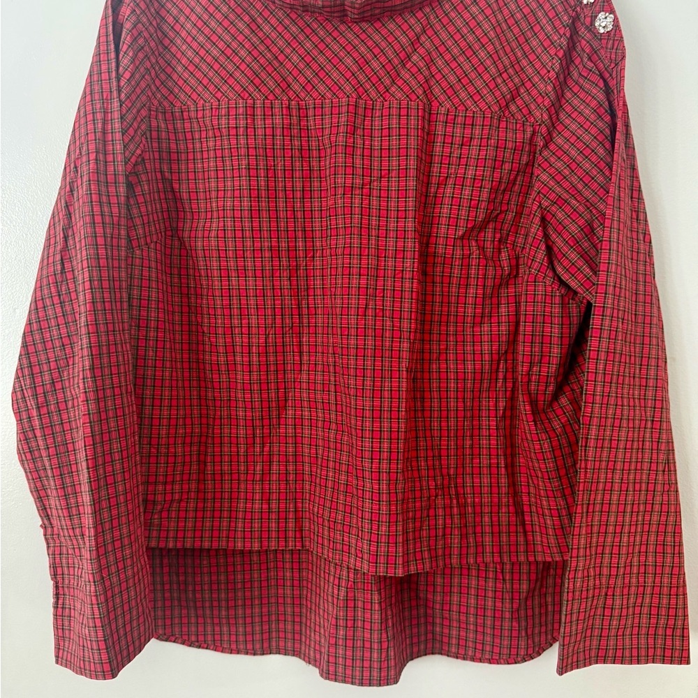 J.Crew Polished Yet Playful Crimson Checkered Plaid Shirt 100% Cotton Plus Size🌿